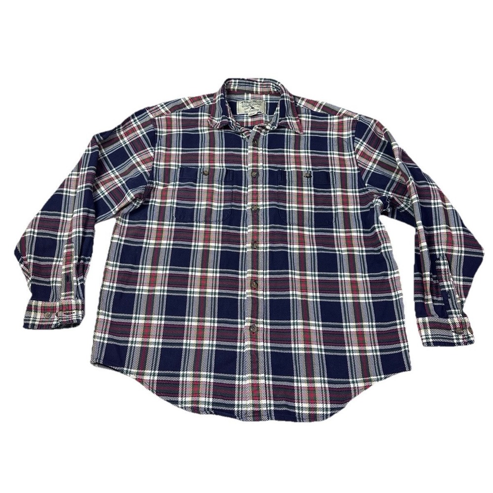 Vintage Eddie Bauer Heavy L Flannel Shirt Shacket Plaid Hong Kong